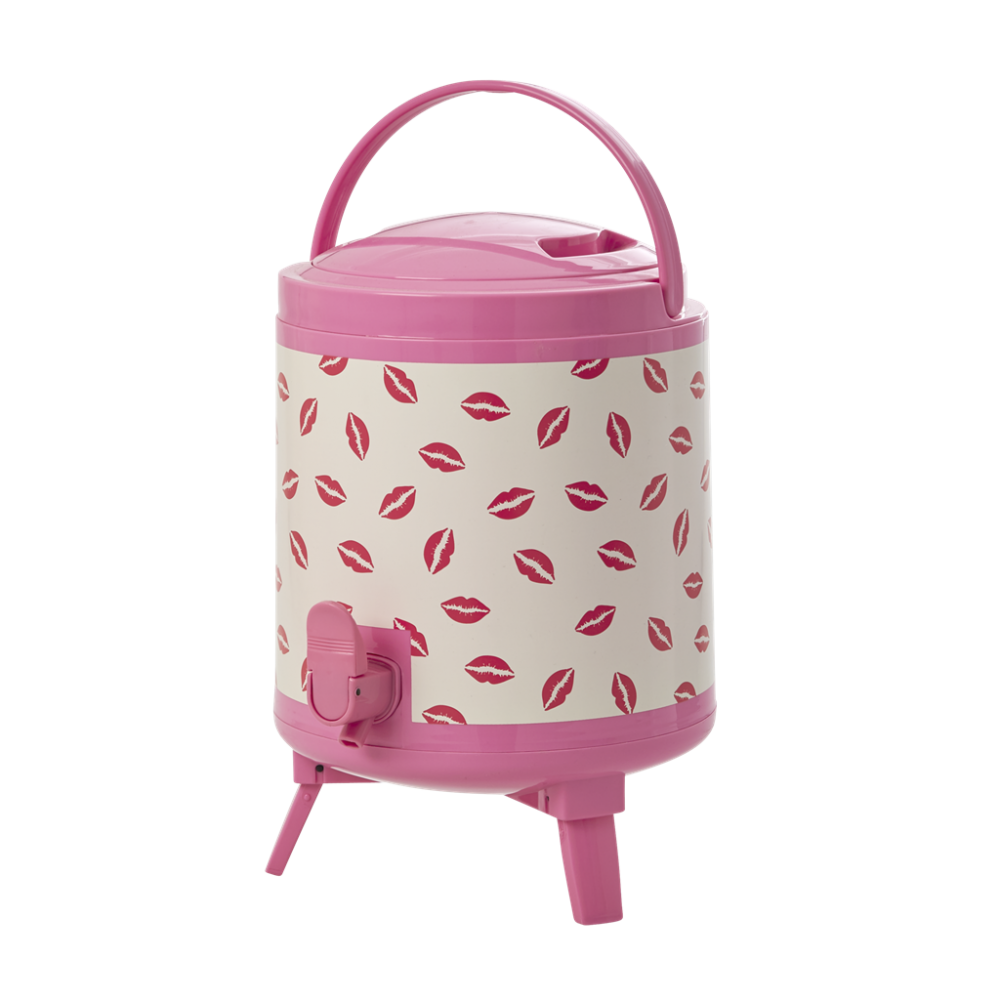 8L Drinks Cooler Tank Pink with Kiss Print By Rice DK